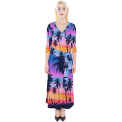 Sunset Palms Quarter Sleeve Wrap Maxi Dress by goljakoff