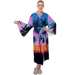 Sunset Palms Maxi Velour Kimono by goljakoff