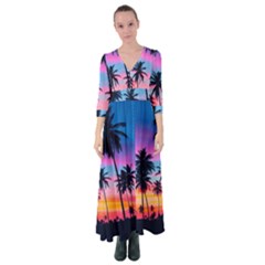 Sunset Palms Button Up Maxi Dress