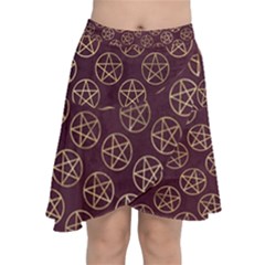 Golden Pentagram Chiffon Wrap Front Skirt