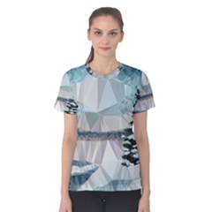 Winter Landscape Low Poly Polygons Women s Cotton Tee