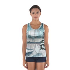 Winter Landscape Low Poly Polygons Sport Tank Top  by HermanTelo