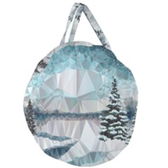 Winter Landscape Low Poly Polygons Giant Round Zipper Tote