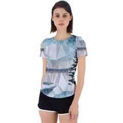 Winter Landscape Low Poly Polygons Back Cut Out Sport Tee