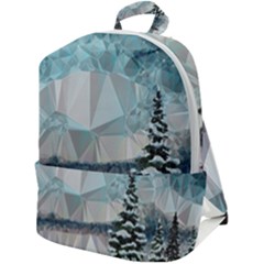 Winter Landscape Low Poly Polygons Zip Up Backpack