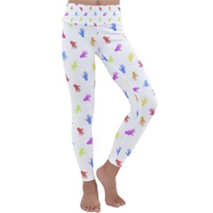 Multicolored Hands Silhouette Motif Design Kids  Lightweight Velour Classic Yoga Leggings by dflcprintsclothing