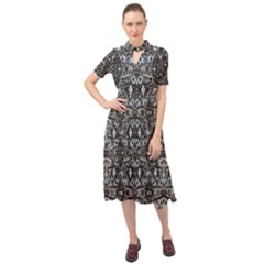 Modern Tribal Geometric Print Keyhole Neckline Chiffon Dress by dflcprintsclothing