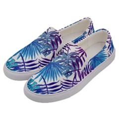 Blue Tropical Leaves Men s Canvas Slip Ons by goljakoff