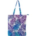 Blue tropical leaves Double Zip Up Tote Bag View1