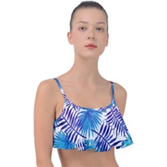 Blue Tropical Leaves Frill Bikini Top by goljakoff