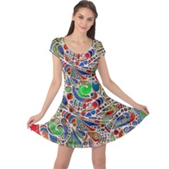 Pop Art - Spirals World 1 Cap Sleeve Dress