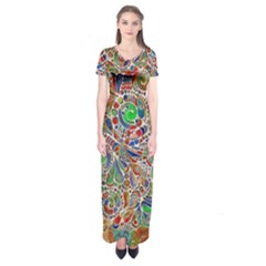 Pop Art - Spirals World 1 Short Sleeve Maxi Dress