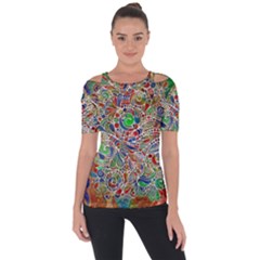 Pop Art - Spirals World 1 Shoulder Cut Out Short Sleeve Top