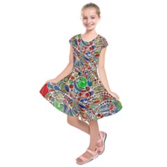 Pop Art - Spirals World 1 Kids  Short Sleeve Dress