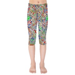 Pop Art - Spirals World 1 Kids  Capri Leggings  by EDDArt