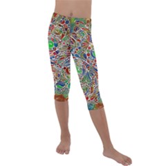 Pop Art - Spirals World 1 Kids  Lightweight Velour Capri Leggings  by EDDArt