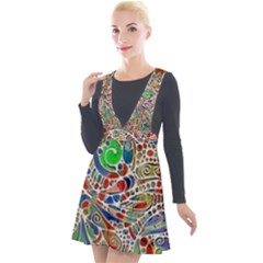 Pop Art - Spirals World 1 Plunge Pinafore Velour Dress