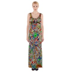 Pop Art - Spirals World 1 Thigh Split Maxi Dress