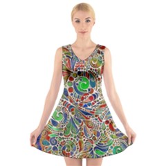 Pop Art - Spirals World 1 V-neck Sleeveless Dress