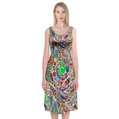 Pop Art - Spirals World 1 Midi Sleeveless Dress by EDDArt