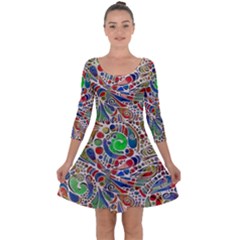 Pop Art - Spirals World 1 Quarter Sleeve Skater Dress