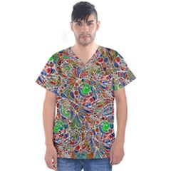 Pop Art - Spirals World 1 Men s V-neck Scrub Top