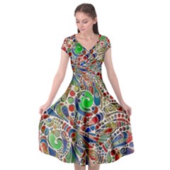 Pop Art - Spirals World 1 Cap Sleeve Wrap Front Dress