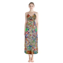 Pop Art - Spirals World 1 Button Up Chiffon Maxi Dress