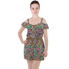 Pop Art - Spirals World 1 Ruffle Cut Out Chiffon Playsuit