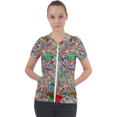 Pop Art - Spirals World 1 Short Sleeve Zip Up Jacket