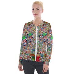 Pop Art - Spirals World 1 Velvet Zip Up Jacket