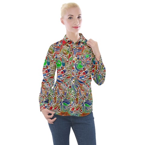 Pop Art - Spirals World 1 Women s Long Sleeve Pocket Shirt by EDDArt