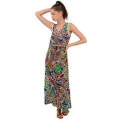 Pop Art - Spirals World 1 V-neck Chiffon Maxi Dress
