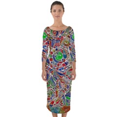 Pop Art - Spirals World 1 Quarter Sleeve Midi Bodycon Dress