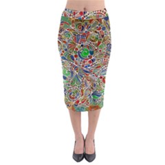 Pop Art - Spirals World 1 Midi Pencil Skirt