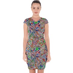 Pop Art - Spirals World 1 Capsleeve Drawstring Dress 