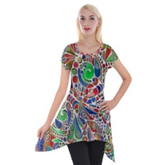 Pop Art - Spirals World 1 Short Sleeve Side Drop Tunic