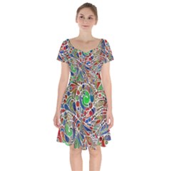 Pop Art - Spirals World 1 Short Sleeve Bardot Dress