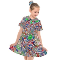 Pop Art - Spirals World 1 Kids  Short Sleeve Shirt Dress