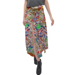 Pop Art - Spirals World 1 Velour Split Maxi Skirt