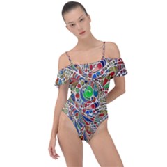 Pop Art - Spirals World 1 Frill Detail One Piece Swimsuit by EDDArt