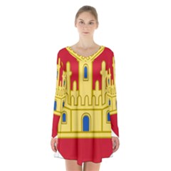 Royal Arms Of Castile  Long Sleeve Velvet V-neck Dress by abbeyz71