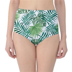 Green Tropical Leaves Classic High-waist Bikini Bottoms by goljakoff