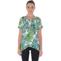 Green tropical leaves Cut Out Side Drop Tee View1