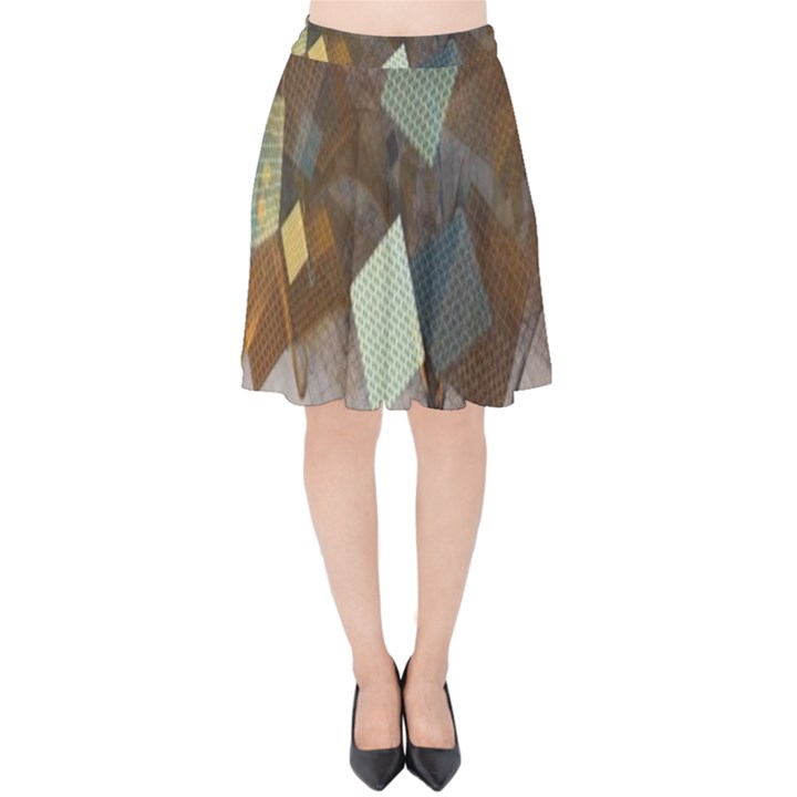 Digital Geometry Velvet High Waist Skirt