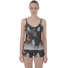 Geometry Diamond Tie Front Two Piece Tankini by Sparkle