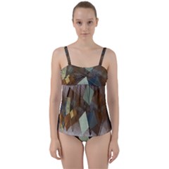 Geometry Diamond Twist Front Tankini Set by Sparkle