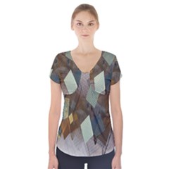 Digital Geometry Short Sleeve Front Detail Top by Sparkle