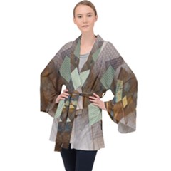 Geometry Diamond Long Sleeve Velvet Kimono  by Sparkle
