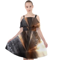 Geometry Diamond Cut Out Shoulders Chiffon Dress